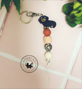 Black Dashound Print key ring