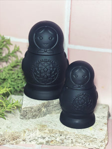 Black Babushka Doll Candle set